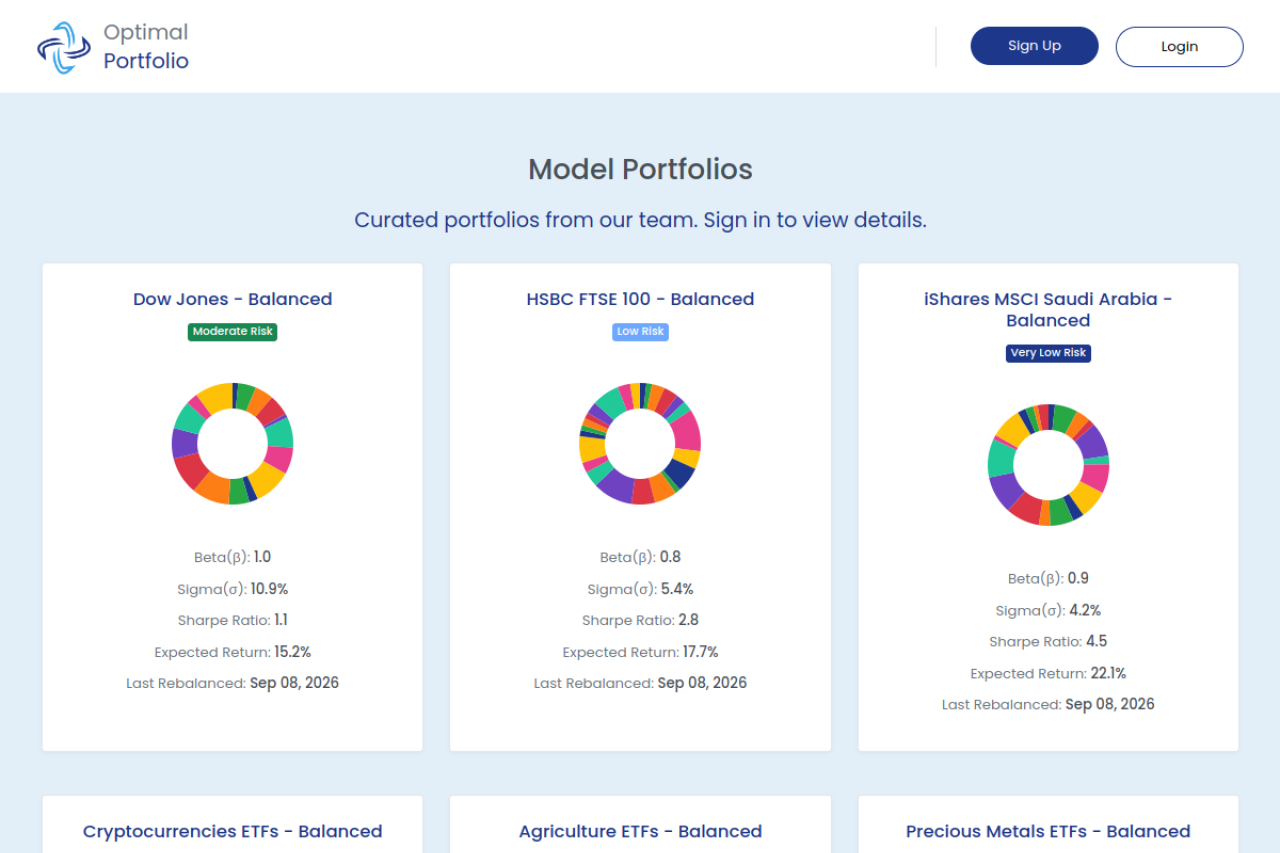 Optimal Portfolio website